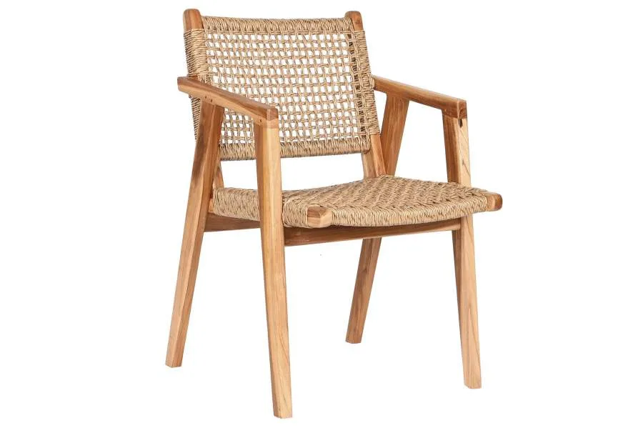 Silla de teca y ratán - Imagen 2