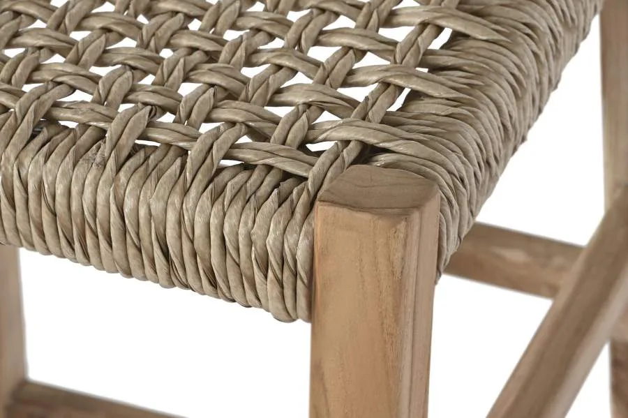 Taburete de teca y fibra - Imagen 3