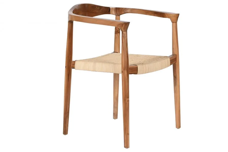 Silla de teca y ratán
