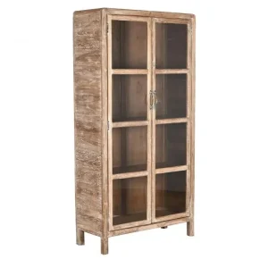 Armario de teca reciclada y cristal 90X38X180