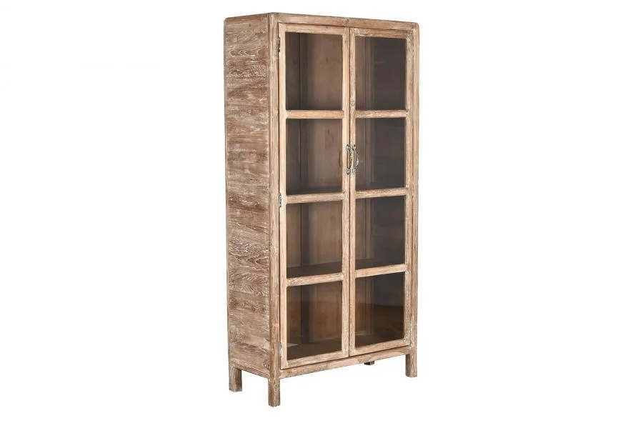 Armario de teca reciclada y cristal 90X38X180