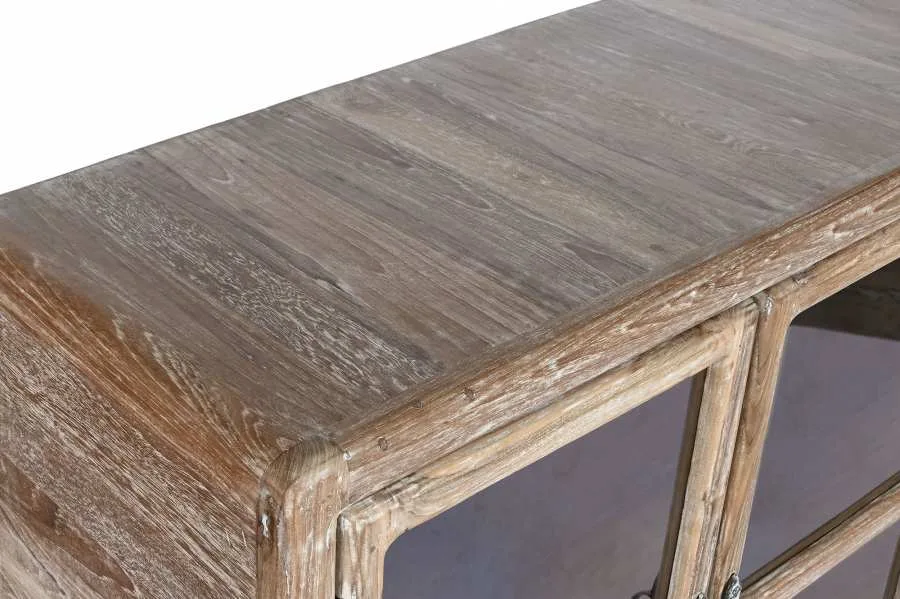 Buffet de teca reciclada y cristal 170X38X85 - Imagen 3
