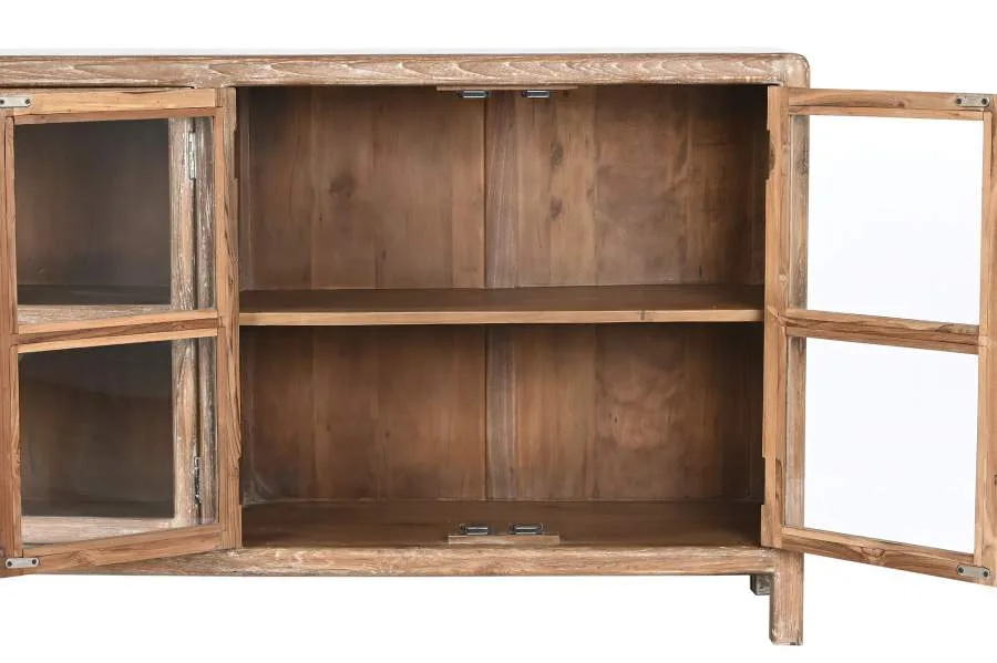 Buffet de teca reciclada y cristal 170X38X85 - Imagen 5