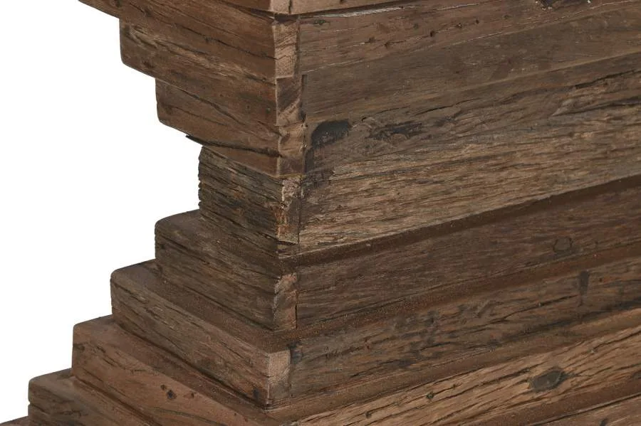 Consola de madera reciclada y mármol 138X45X87 - Imagen 6