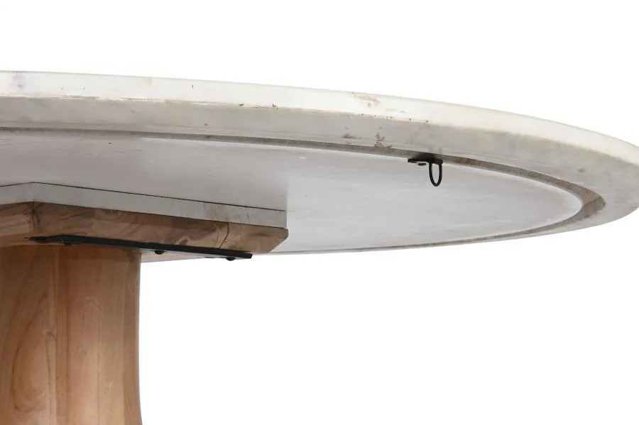 Mesa de comedor redonda de acacia y mármol 115cm - Imagen 5