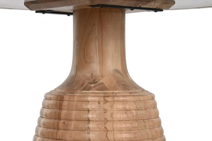 Mesa de comedor redonda de acacia y mármol 115cm - Imagen 6