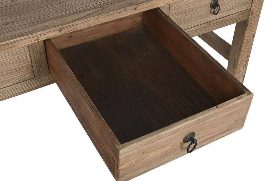 Mesa de olmo macizo con 3 cajones 169X75X85 - Imagen 4