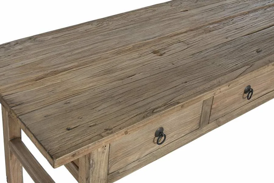 Mesa de olmo macizo con 3 cajones 169X75X85 - Imagen 5