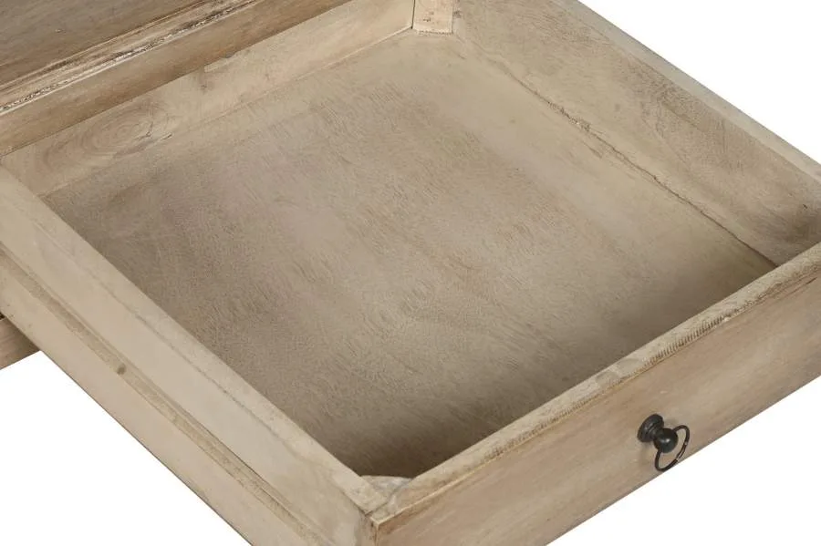 Mesa de centro de madera de mango con cajones 100X100X45 - Imagen 6