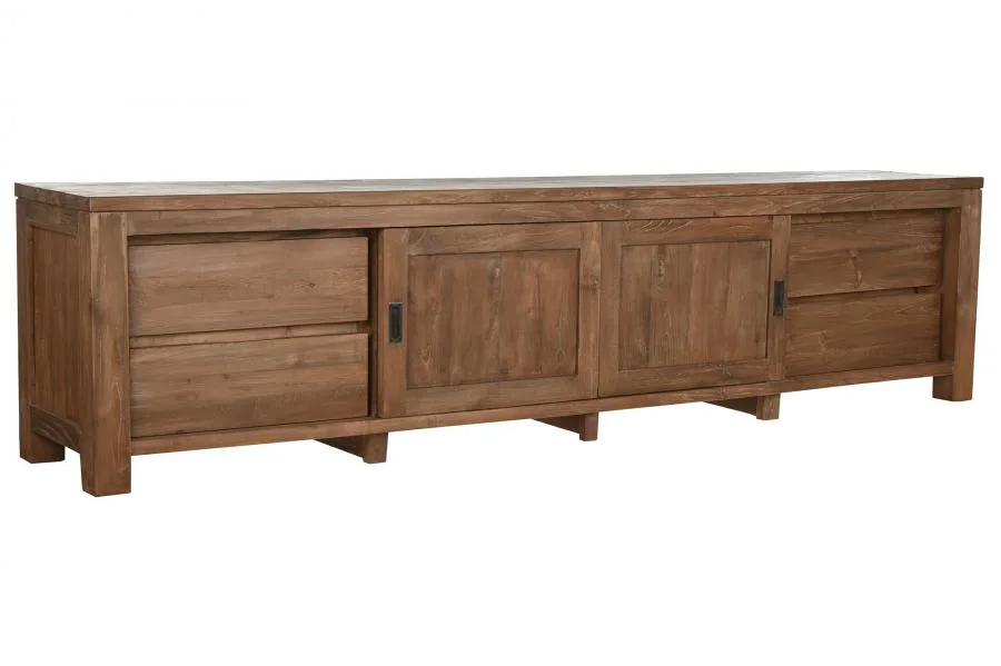 Mueble TV de teca reciclada 250X45X60 - Imagen 4