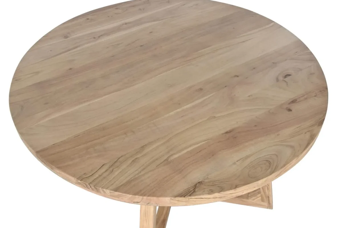 Mesa redonda de comedor de acacia 115cm - Imagen 4