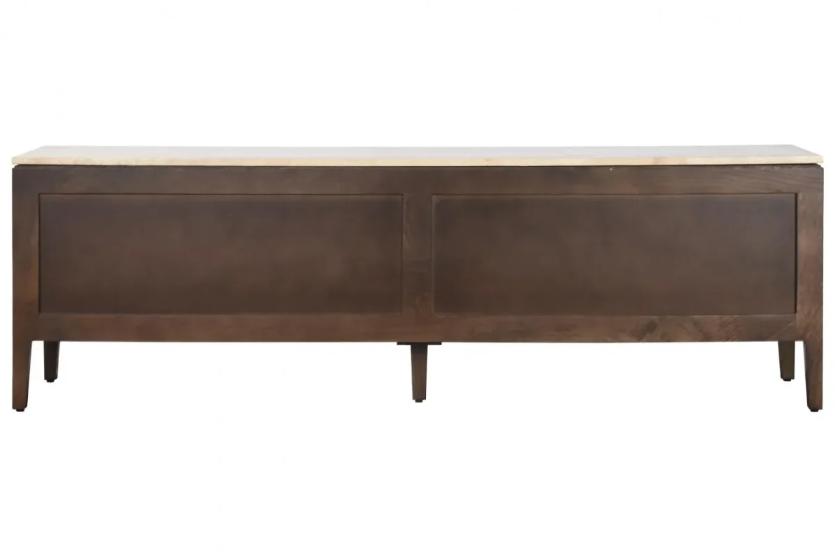 Mueble TV madera de mango y travertino 180X40X55 - Imagen 5