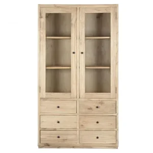 Vitrina de madera mindi y cristal 100X40X185