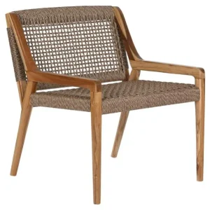 Silla de teca y fibra marrón