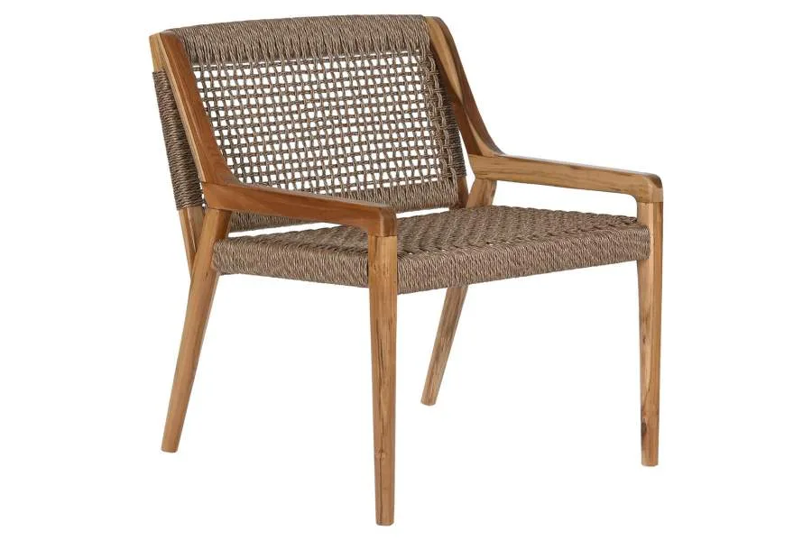 Silla de teca y fibra marrón