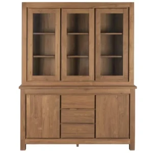 Vitrina de teca reciclada y cristal 164X47X211,5