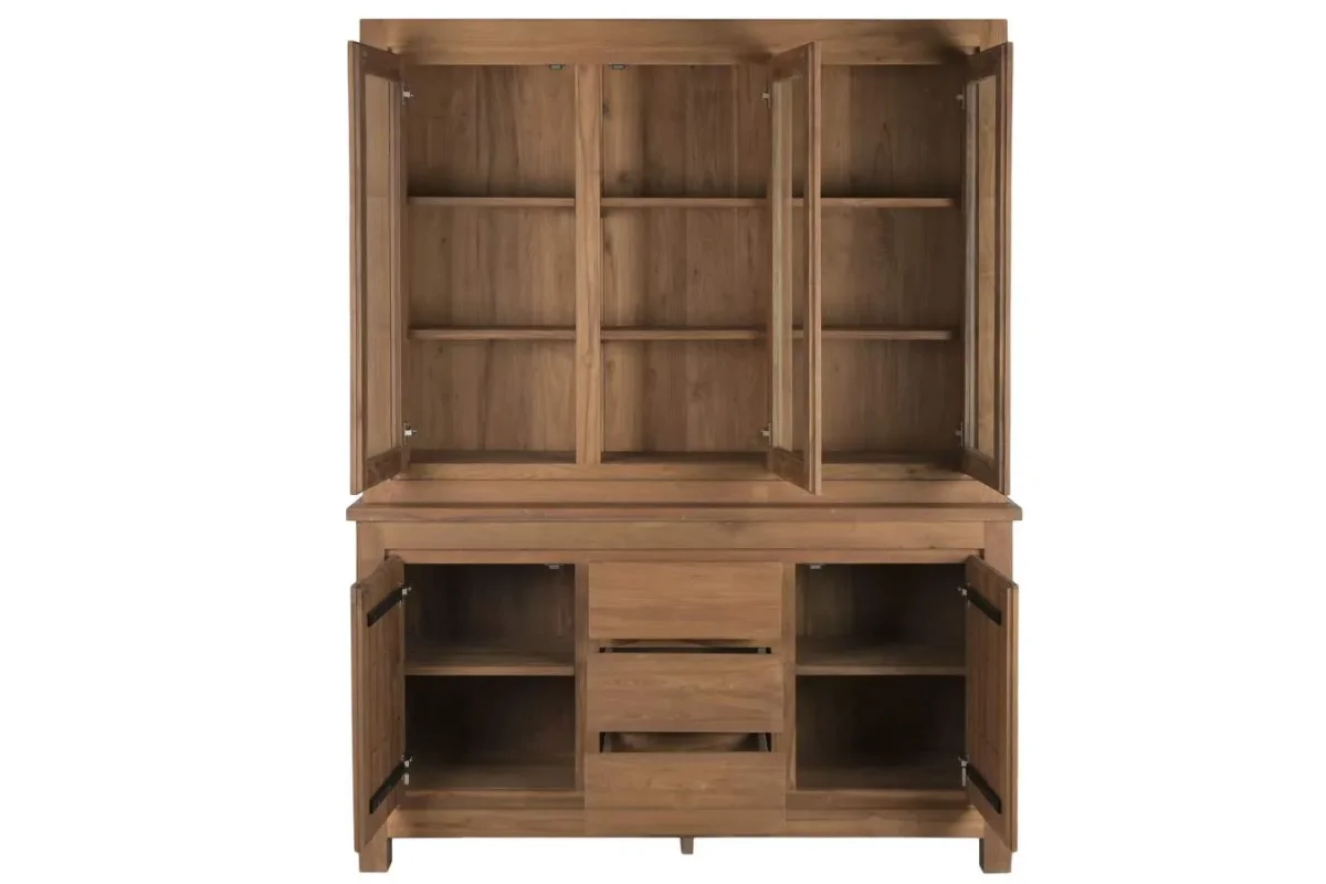 Vitrina de teca reciclada y cristal 164X47X211,5 - Imagen 5