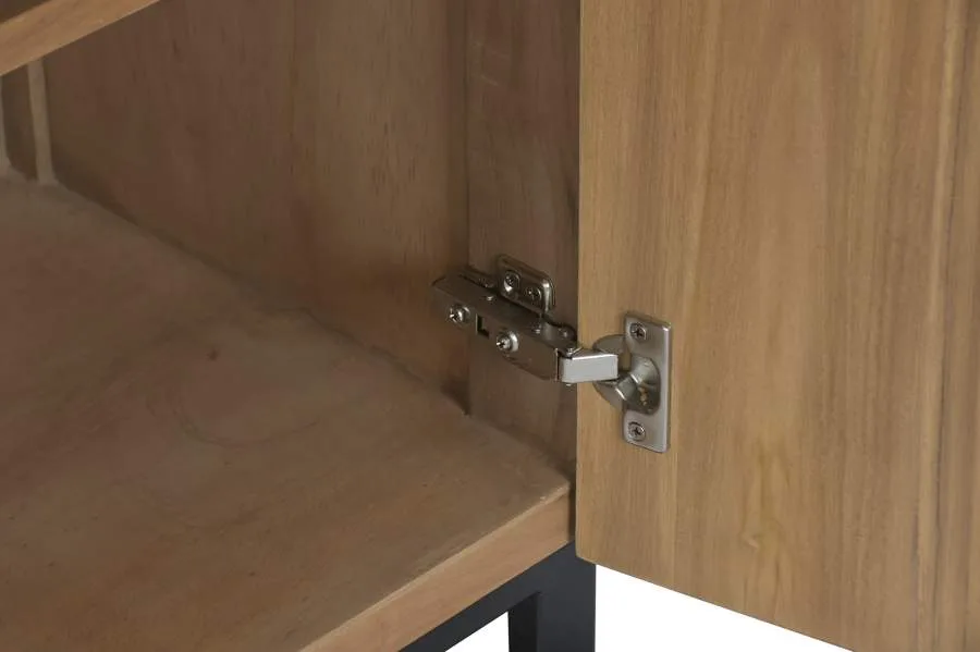 Aparador de teca maciza y metal 180 cm - Imagen 7