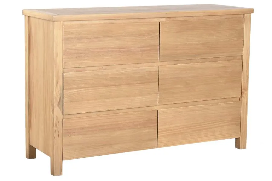 Cómoda de madera de pino con 6 cajones 120X40X80 - Imagen 3
