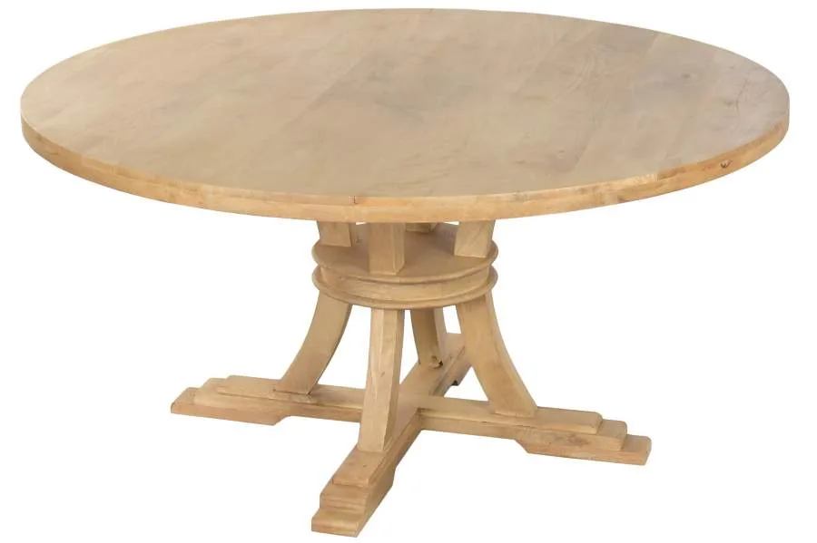 Mesa redonda de comedor de madera maciza 150cm - Imagen 4