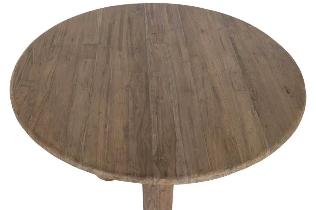 Mesa redonda de comedor de teca reciclada 140cm - Imagen 3