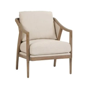 Butaca de fresno y cojines beige