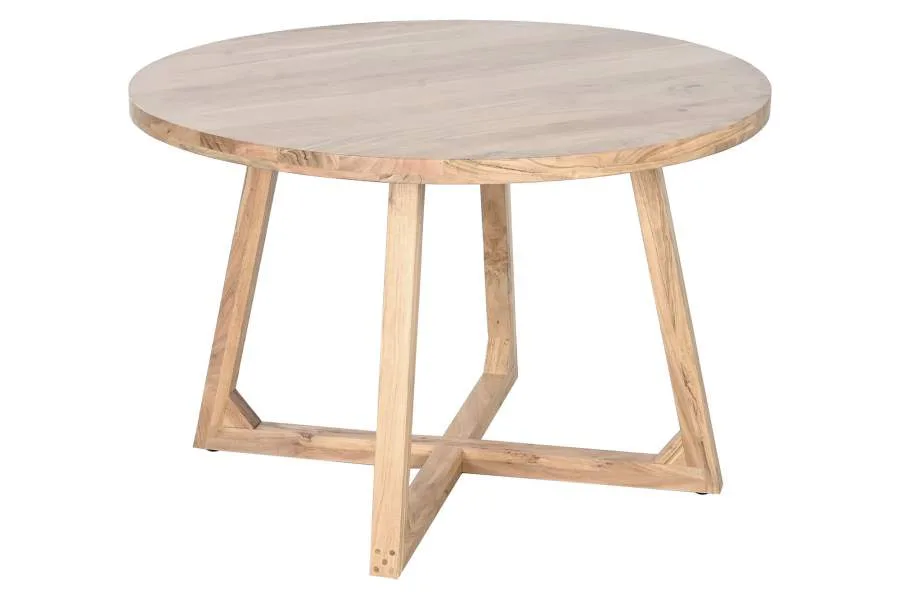 Mesa redonda de comedor de madera de acacia 140cm - Imagen 4