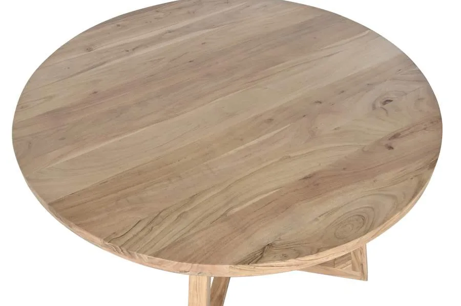 Mesa redonda de comedor de madera de acacia 140cm - Imagen 3