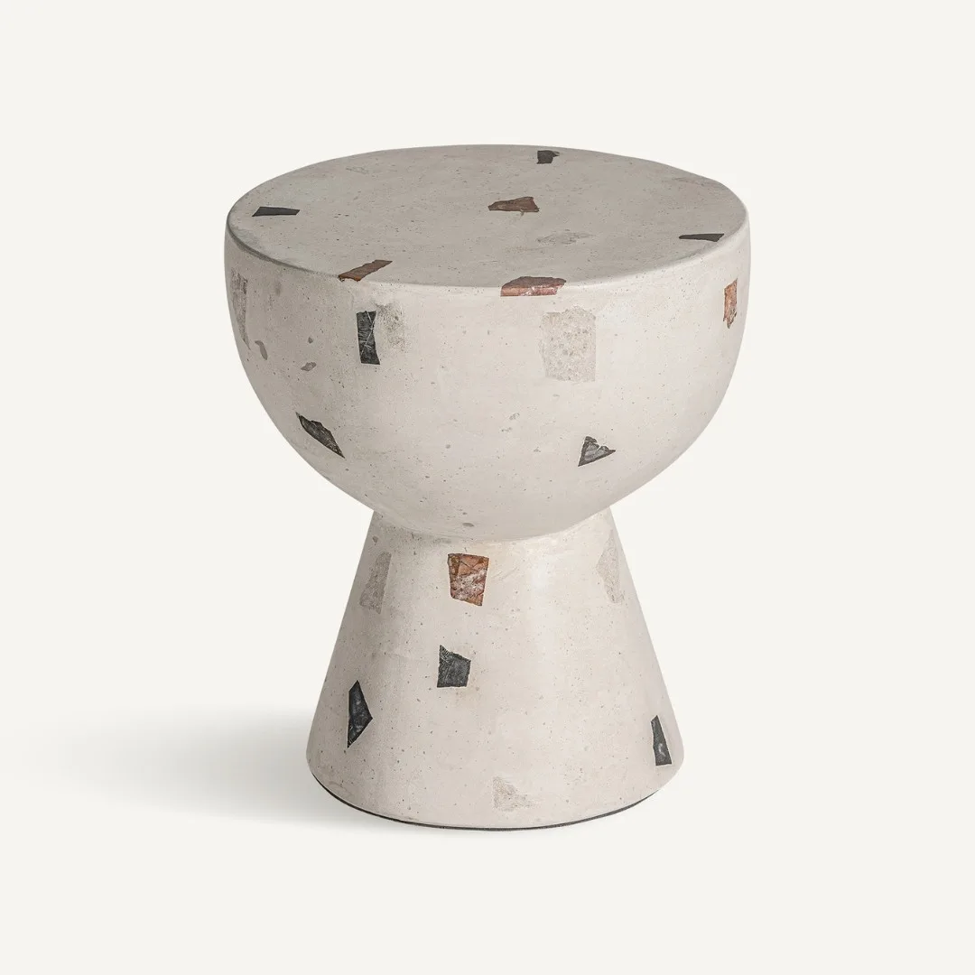 Mesa auxiliar de terrazo blanco 40cm Massa - Imagen 3