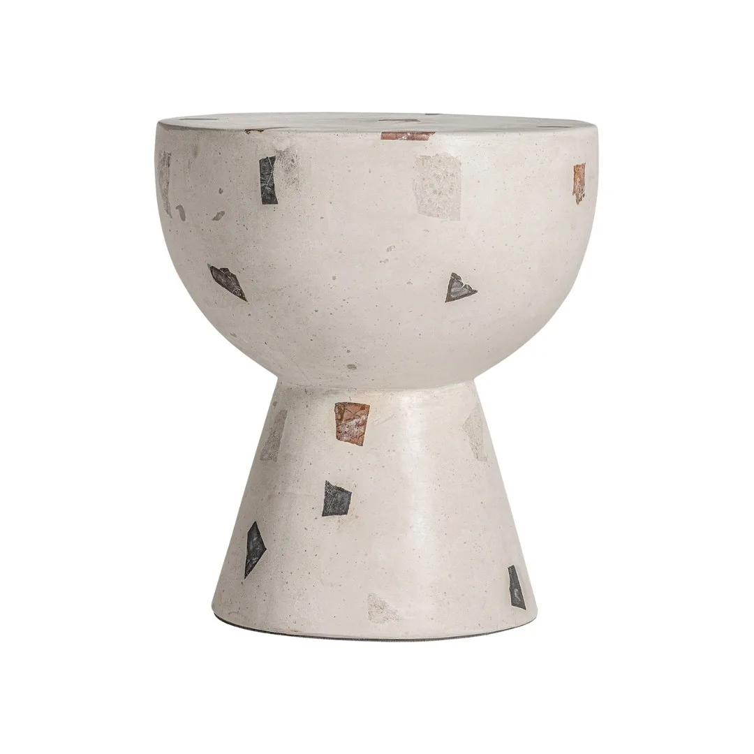 Mesa auxiliar de terrazo blanco 40cm Massa