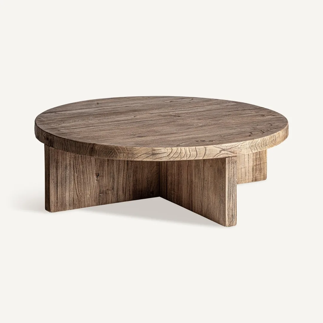 Mesa de centro redonda 100cm de olmo macizo Norvik - Imagen 4