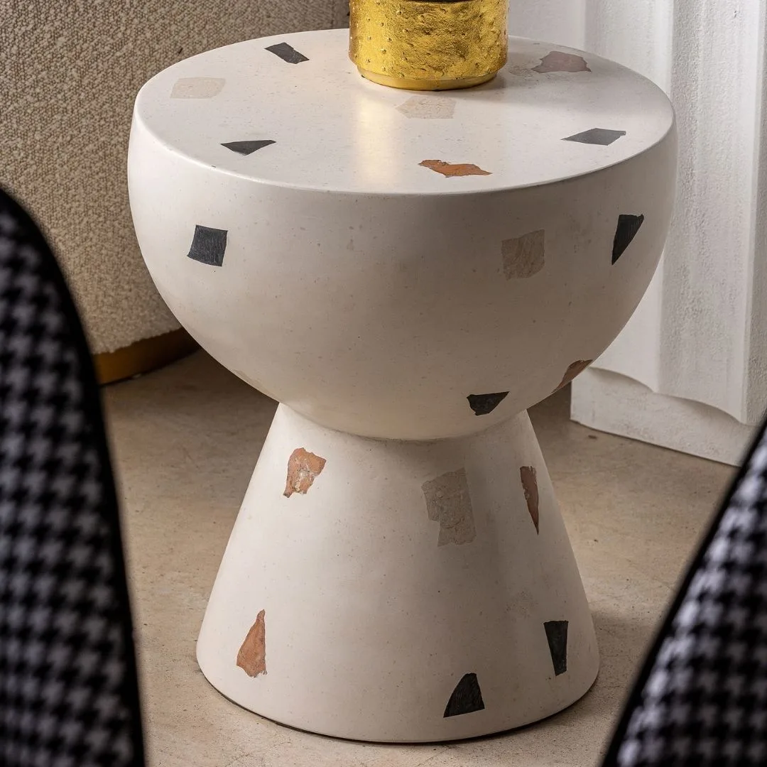 Mesa auxiliar de terrazo blanco 40cm Massa - Imagen 6