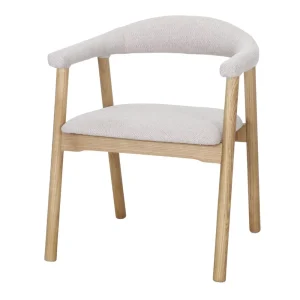 Silla de madera de olmo tapizada en beige