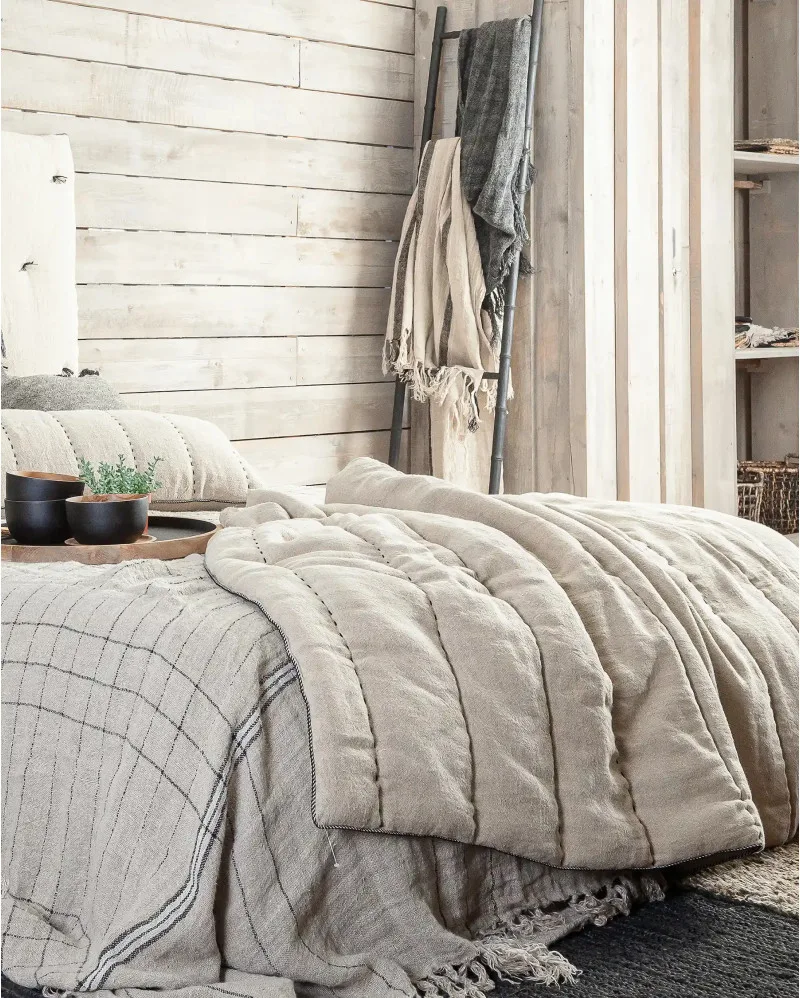 Pie de cama ASHTI de lino natural acolchado - Imagen 3
