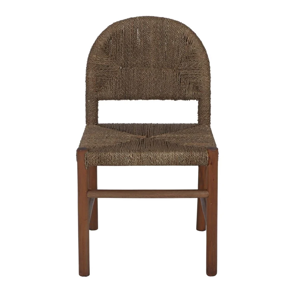 Silla de madera maciza de caoba y fibra natural - Imagen 4