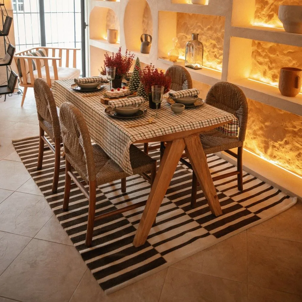 Silla de madera maciza de caoba y fibra natural - Imagen 3
