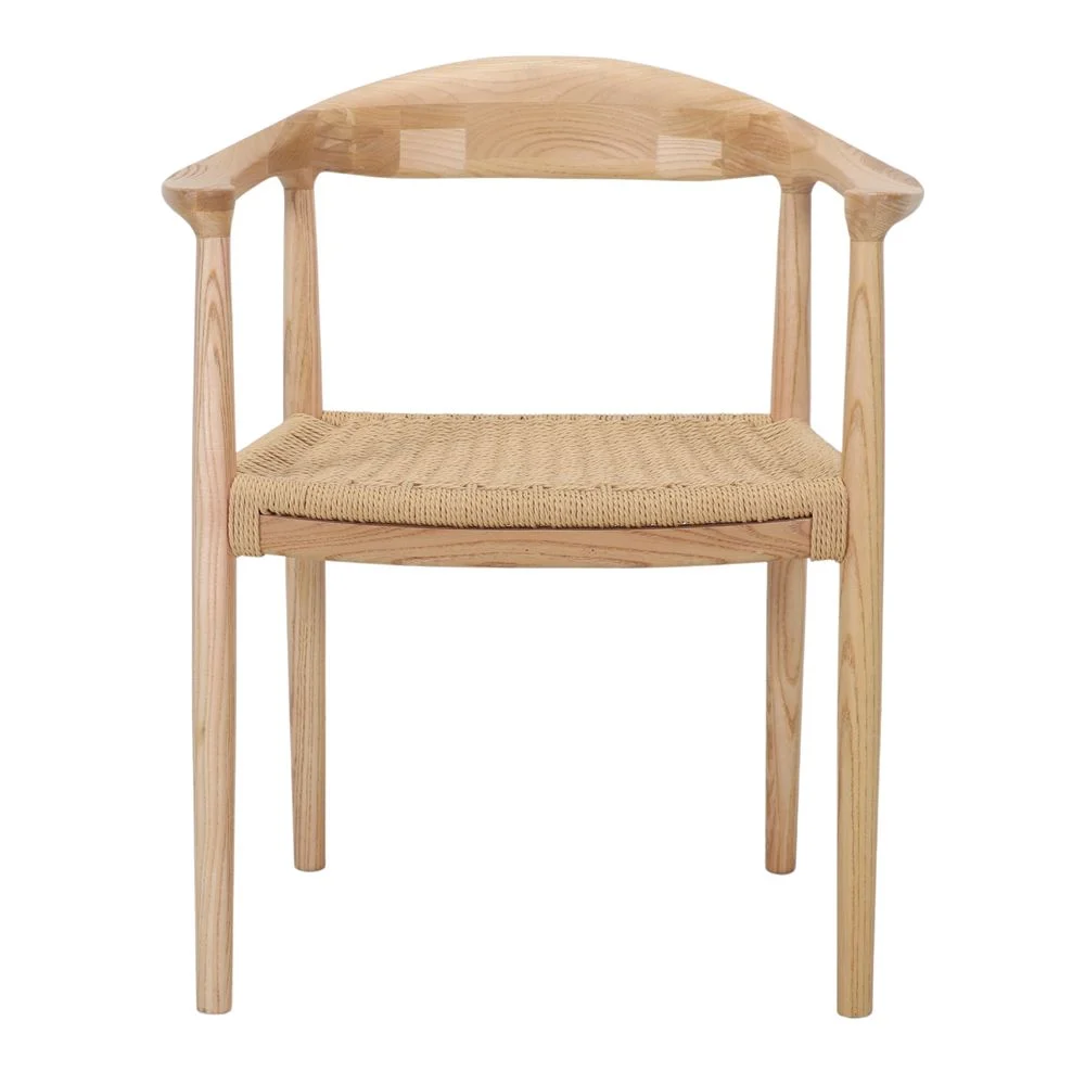 Silla de madera de olmo y cuerda natural con brazos - Imagen 4