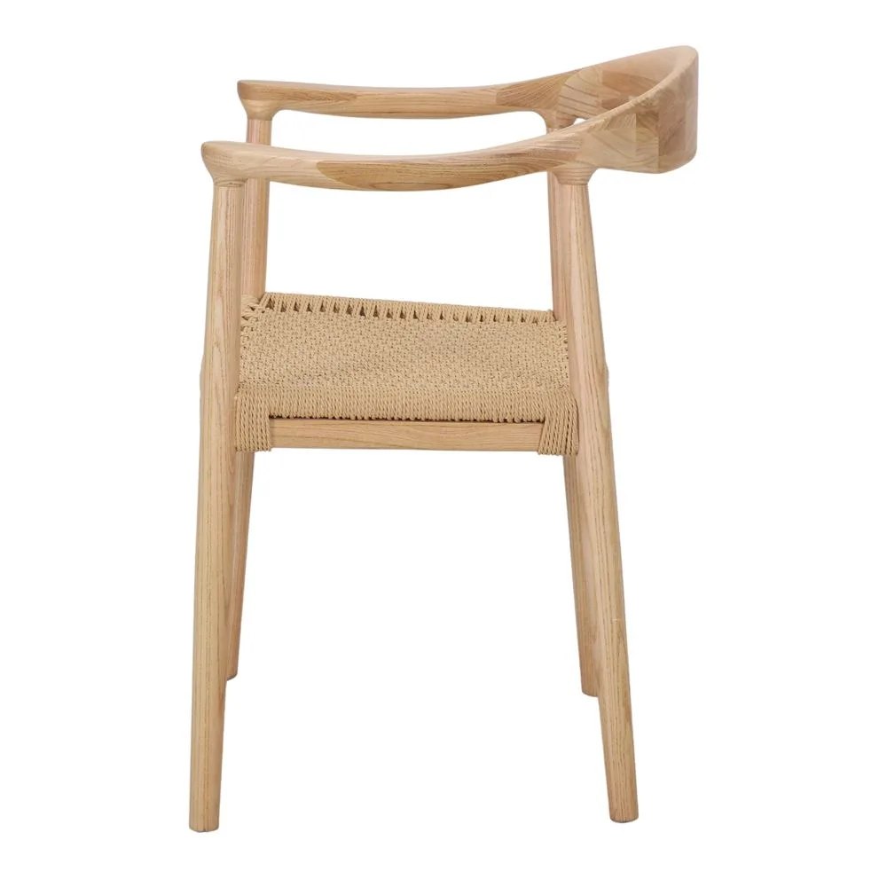 Silla de madera de olmo y cuerda natural con brazos - Imagen 5