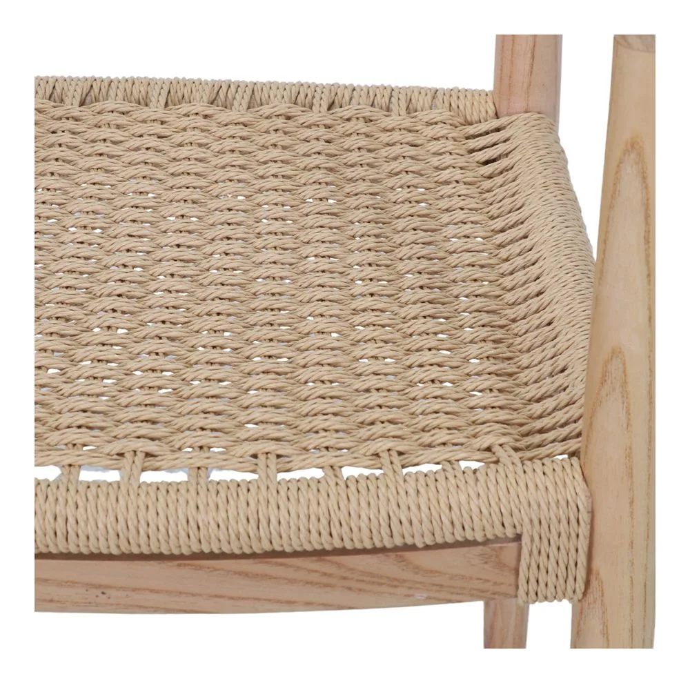 Silla de madera de olmo y cuerda natural con brazos - Imagen 7