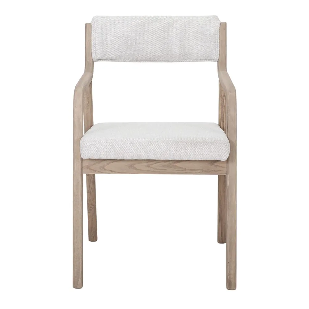 Silla de madera de olmo tapizada con brazos - Imagen 3