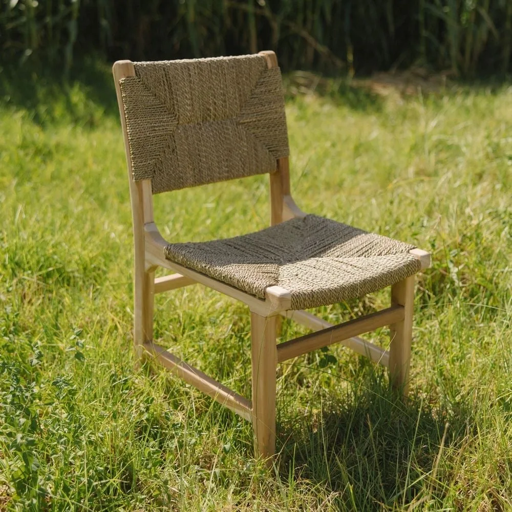 Silla de madera de teca y fibra marina natural - Imagen 3