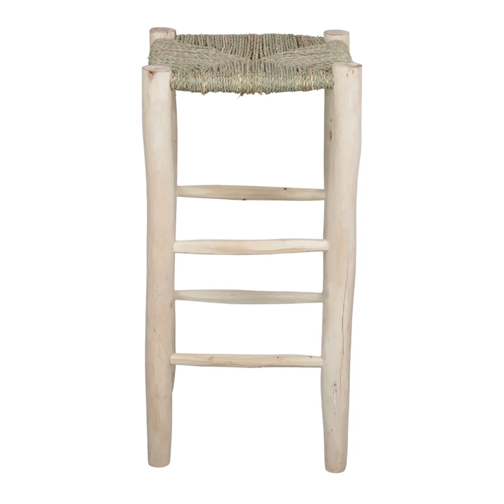 Taburete de cocina de madera y palma natural 64 cm - Imagen 4