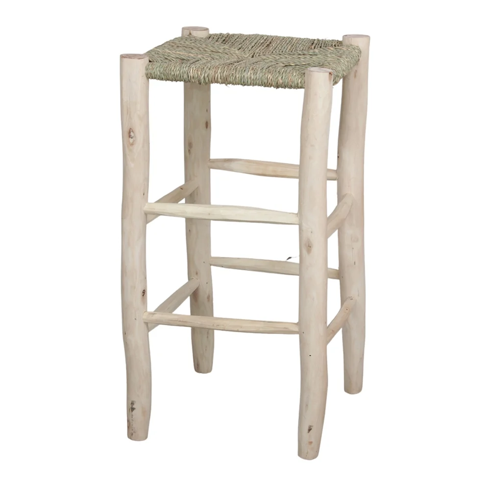 Taburete de cocina de madera y palma natural 64 cm