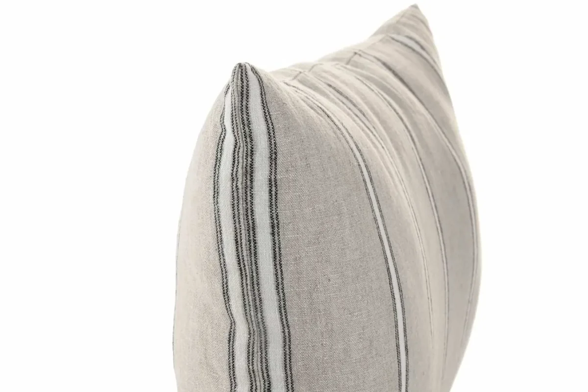 Cojín lino beige rayas 60X40 - Imagen 3