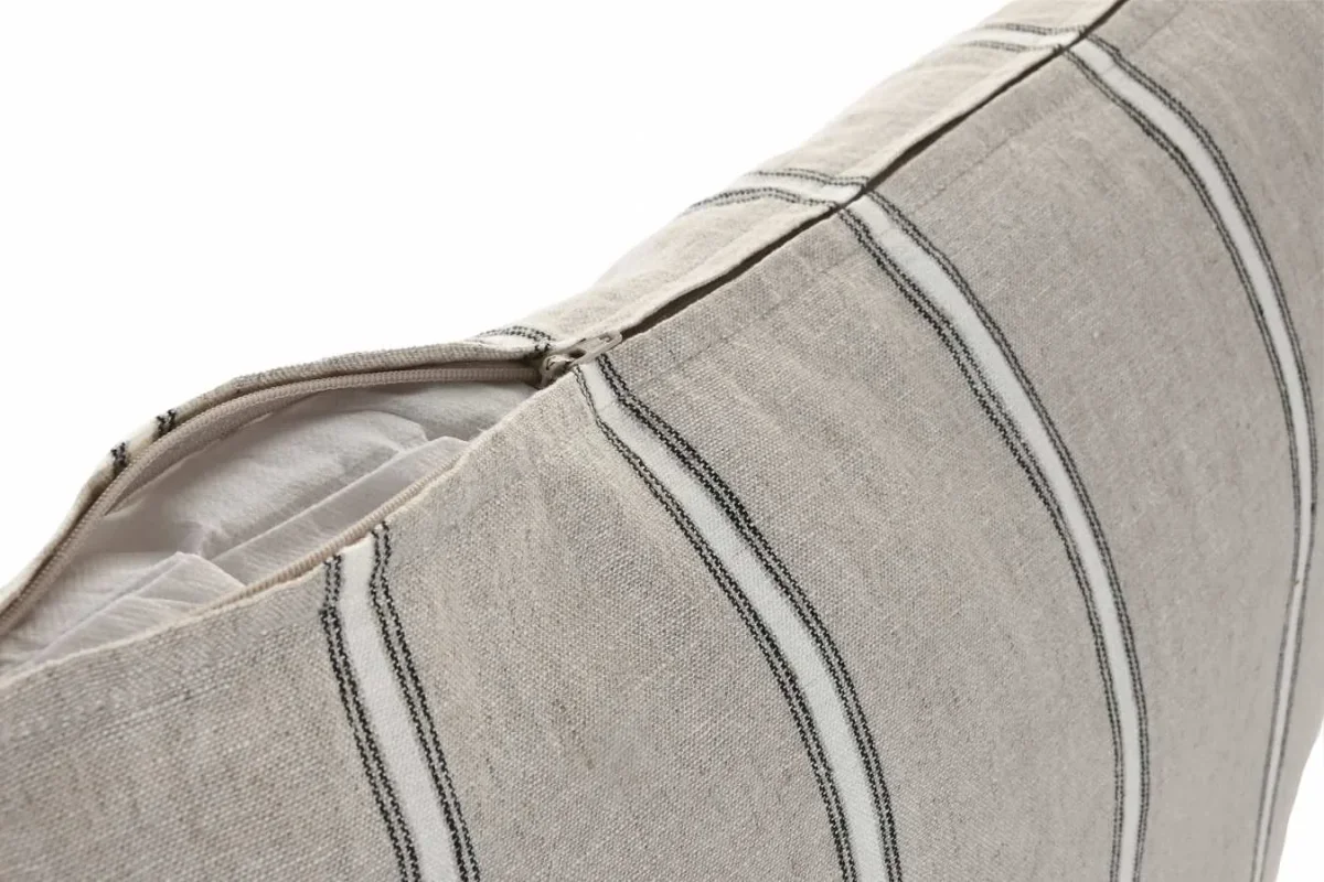 Cojín lino beige rayas 60X40 - Imagen 4