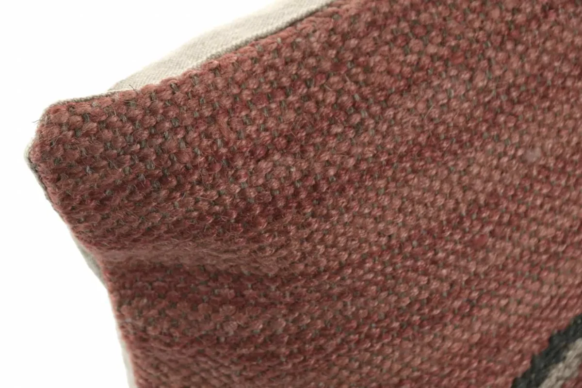 Cojín kilim de lana y yute rojo 40X60 - Imagen 4