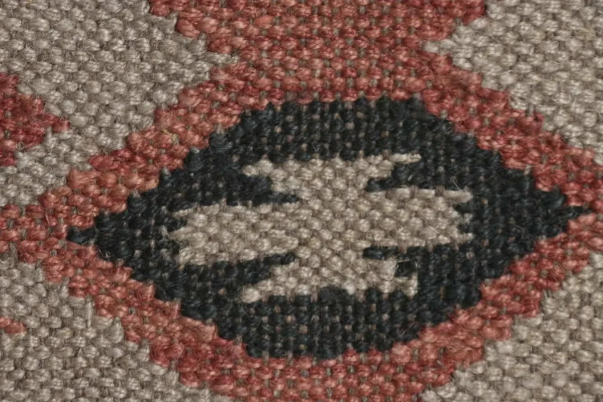 Cojín kilim de lana y yute rojo 40X60 - Imagen 3